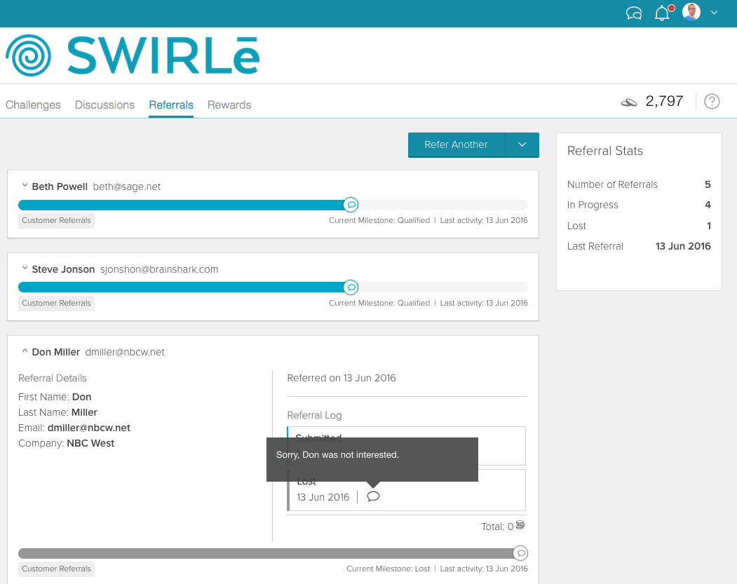See the status of submitted referrals at a glance
