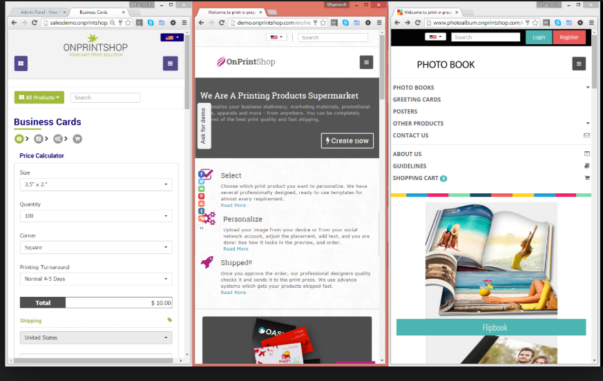 OnPrintShop Software - Users can access predefined templates to create business cards, signages and photobooks