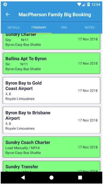 Tourplan booking search results