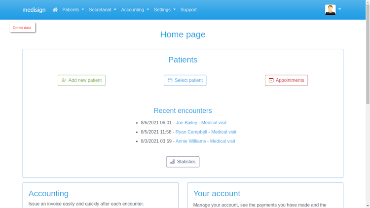 MediSign screenshot: MediSign - Home page
