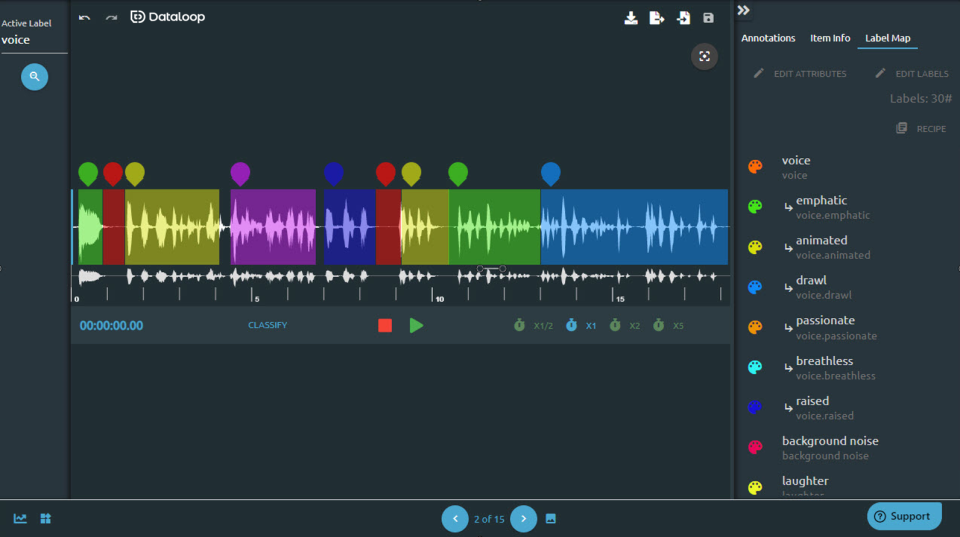 Dataloop audio annotations