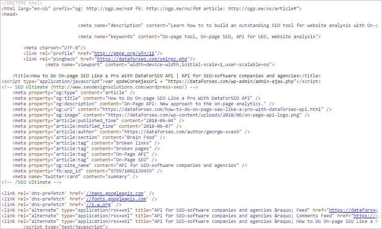 DataForSEO Software - DataForSEO: on-page API screenshot