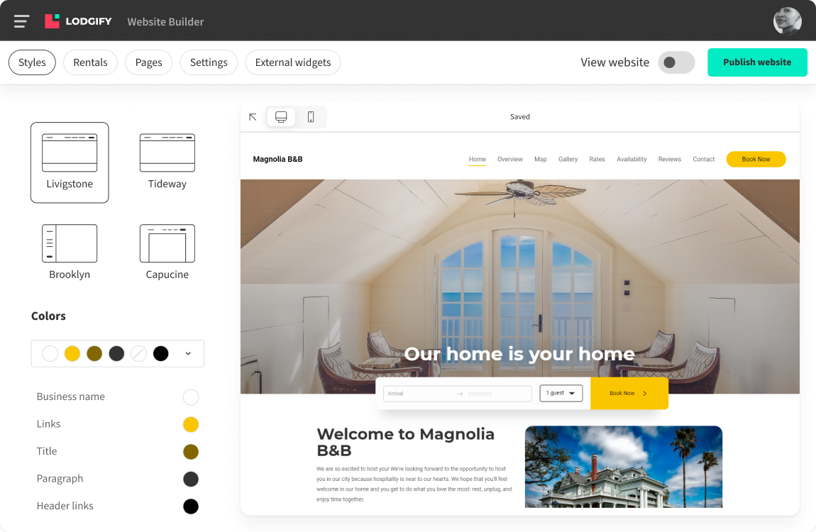Easily build a bookable vacation rental website with Lodgify's website builder.