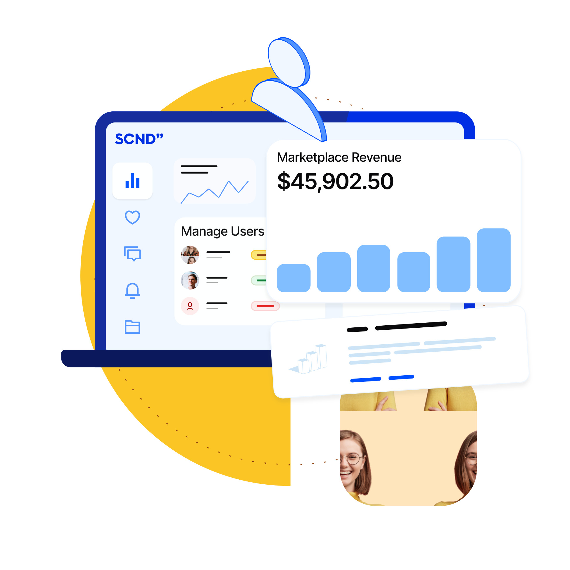 Second screenshot: With SCND, streamline buying and selling of services, optimize pricing, reduce operational costs, tap into new markets, increase margin.