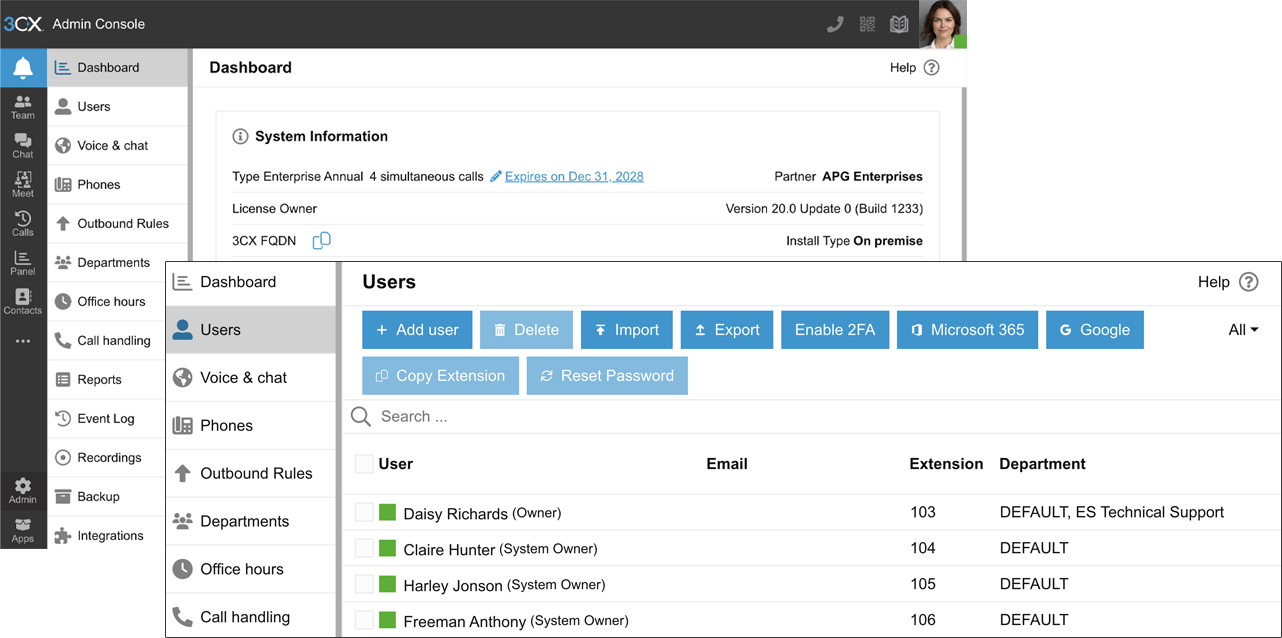 3CX Software - 3CX dashboard