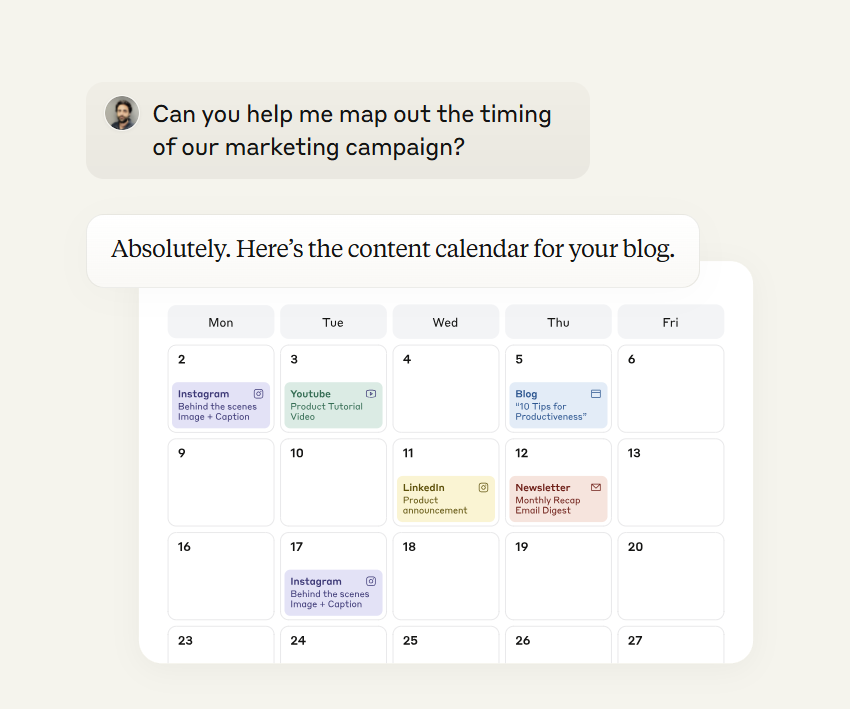 Claude screenshot: Claude manage calendar
