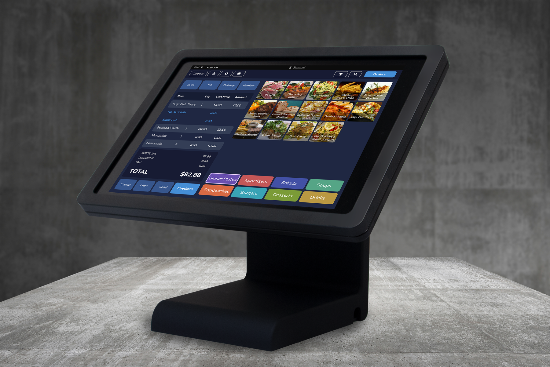 Rezku POS Software - Terminal in dark mode