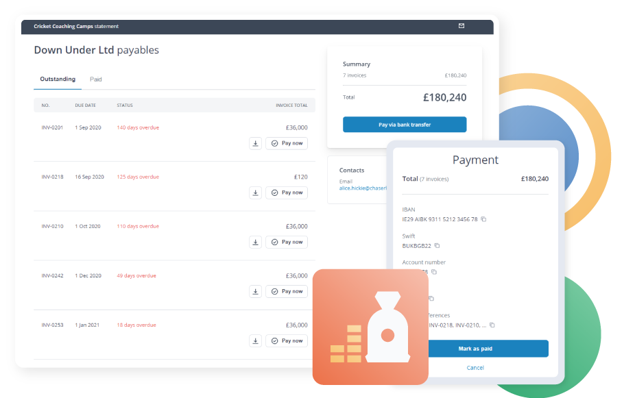 Chaser Software - Make it easier for customers to pay you: Give all your customers access to a dedicated Payment Portal, offer multiple payment options to suit your customers’ needs in one location, including instant card payments
