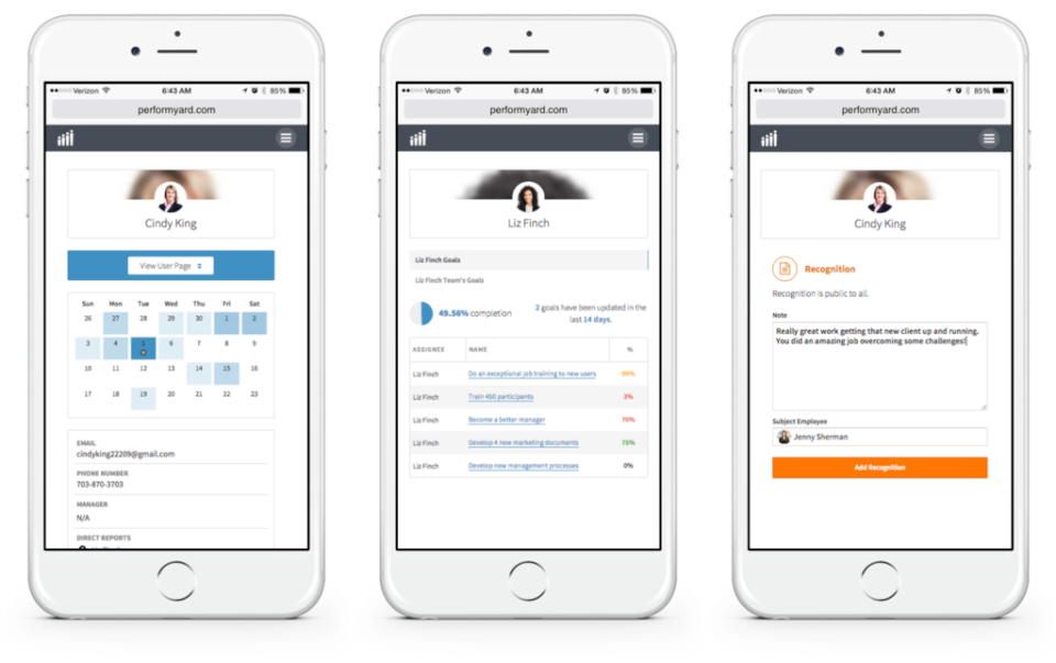 PerformYard Talent Software - Manage goals & add notes via mobile