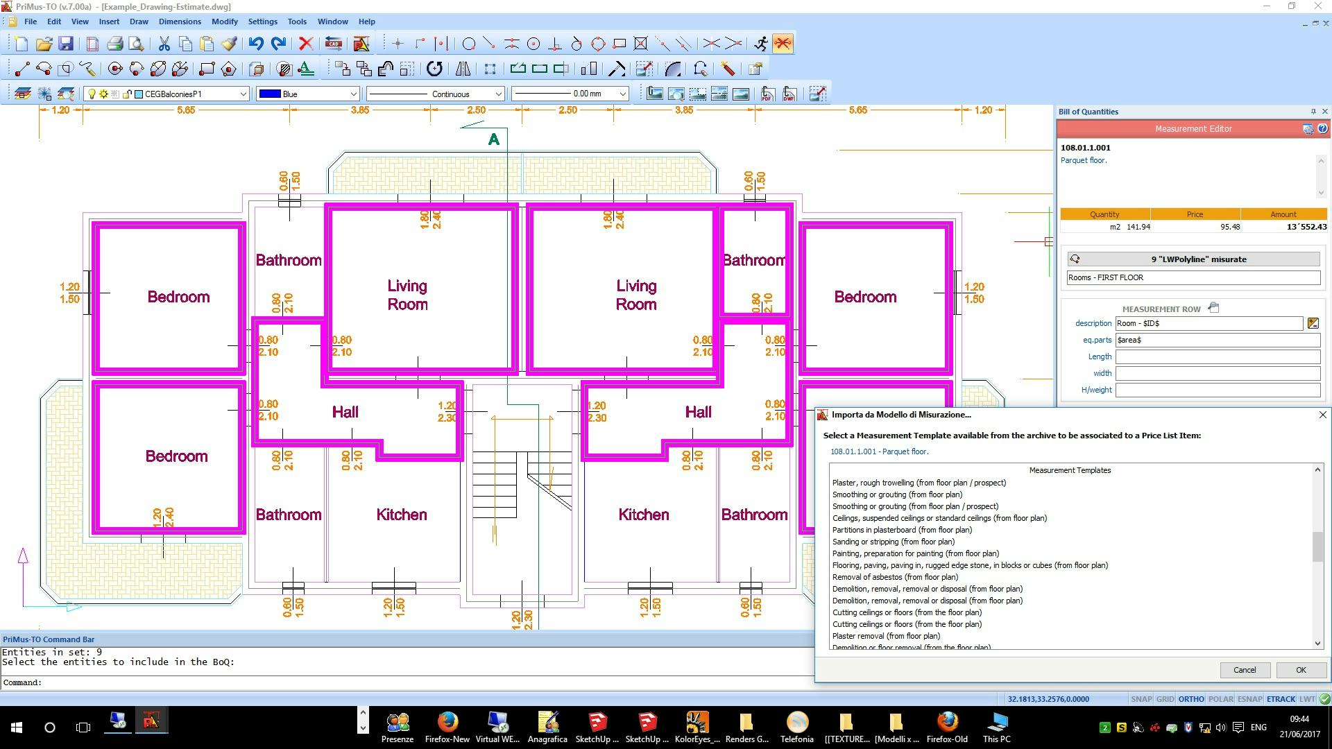 PriMus-TO Software - Select measurement templates