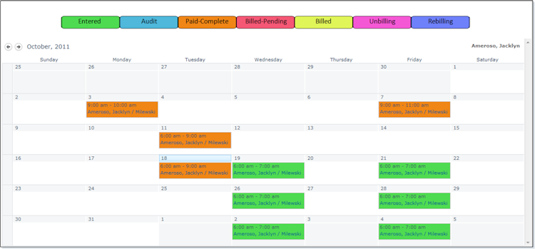 AccuPoint screenshot: AccuPoint schedule