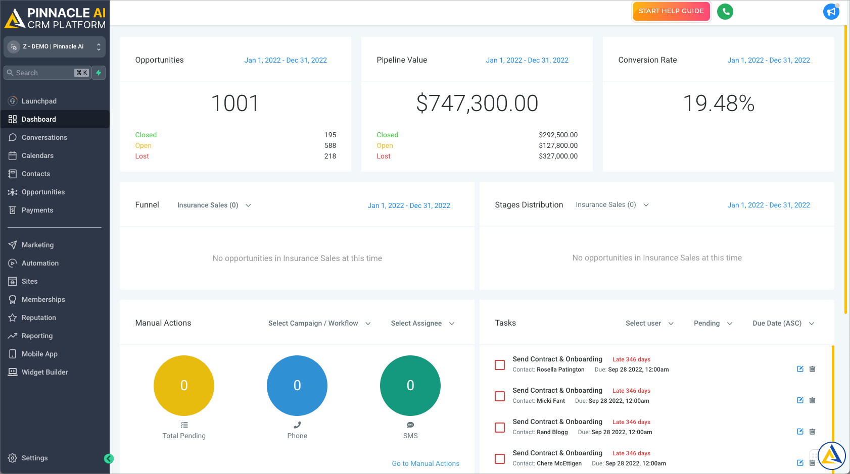 Pinnacle Ai CRM screenshot