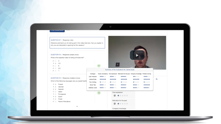 EASYRECRUE screenshot: EASYRECRUE offers a single platform for organising live and pre-recorded video interviews and language tests
