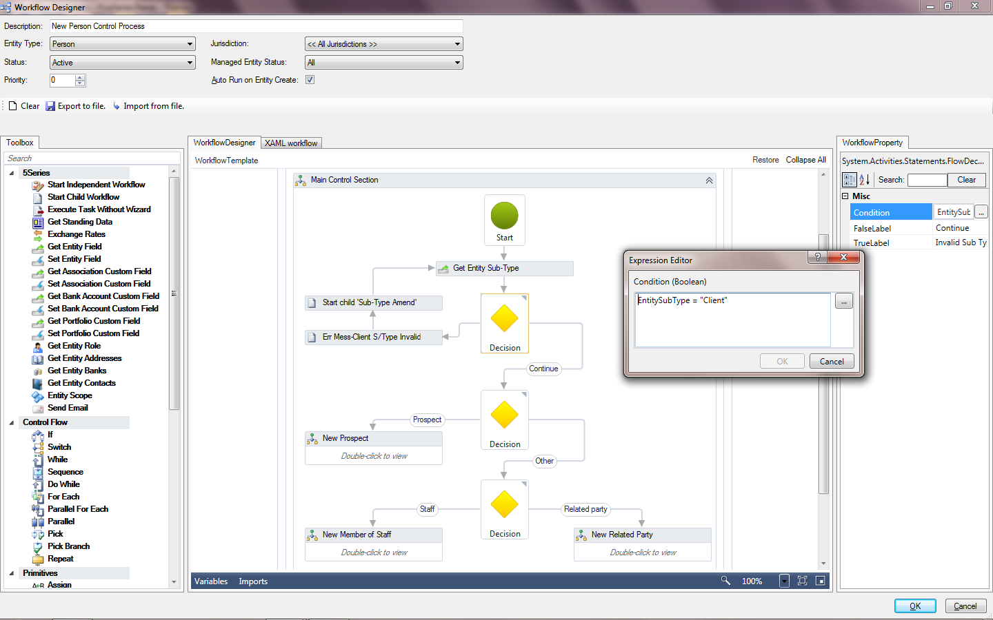 TrustQuay 5Series workflow creation