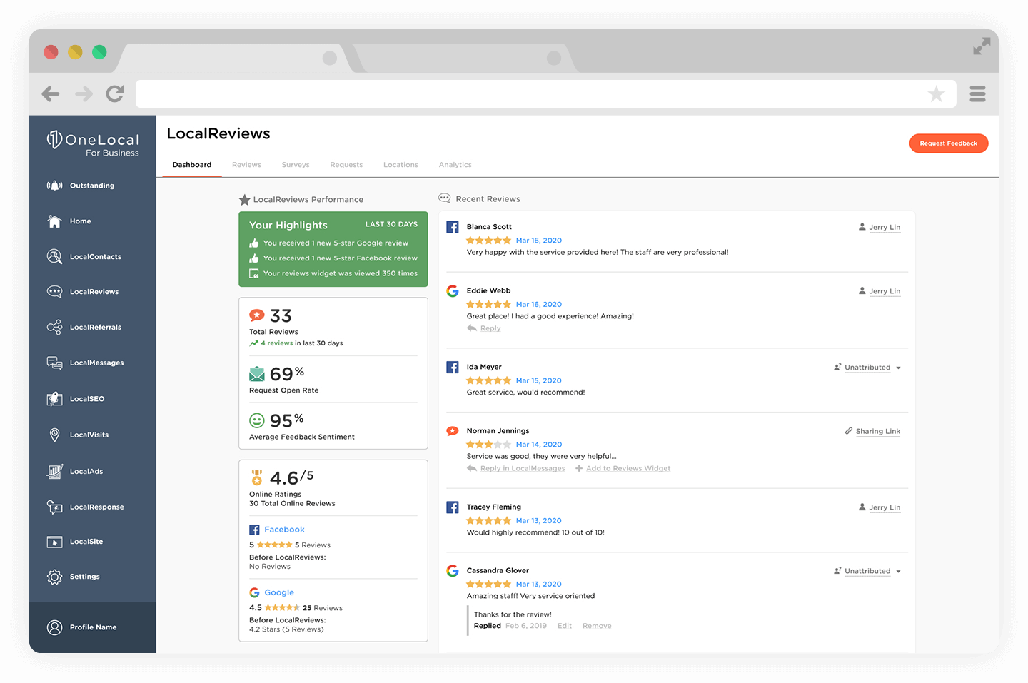 LocalReviews Software - Collect feedback to track performance and trends from your customers. Generate reviews on Google and Gacebook to boost your online reputation