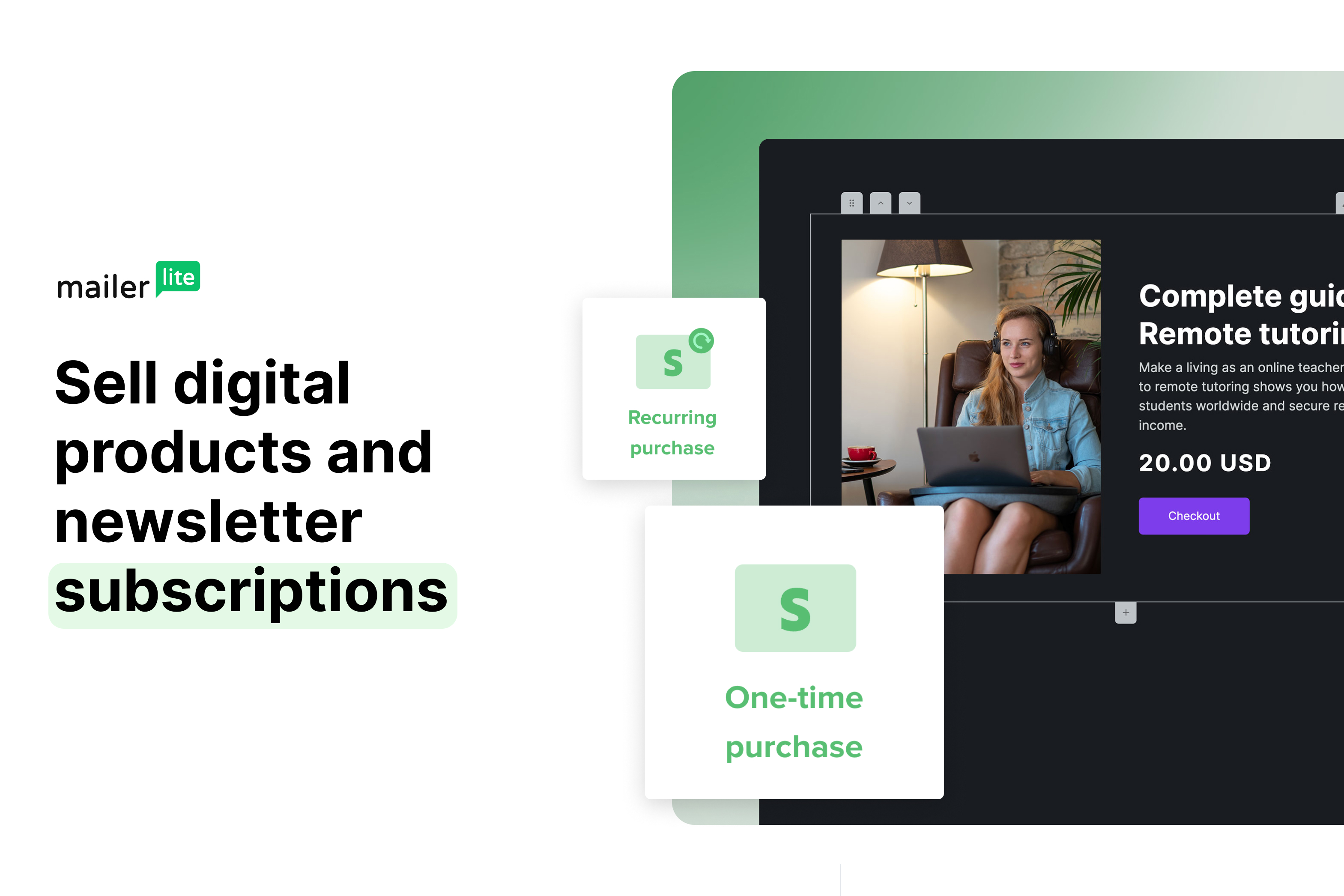 Sell digital products and paid newsletter subscriptions by connecting you Stripe account