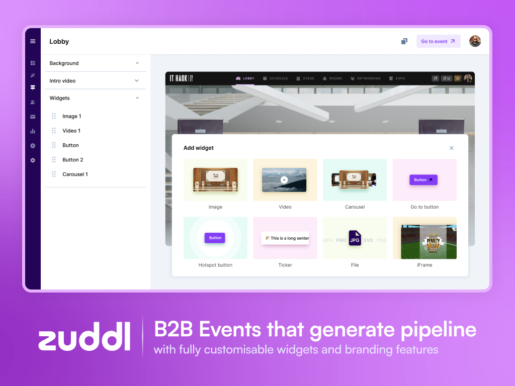 B2B Events that generate pipeline - with fully customisable widgets and branding features