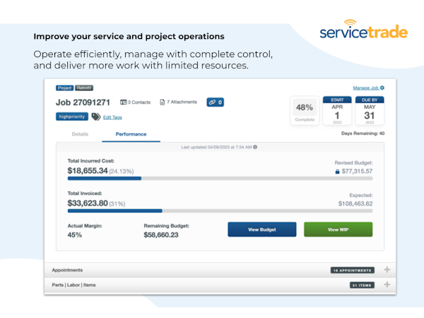 ServiceTrade screenshot: Improve your service and project operations
