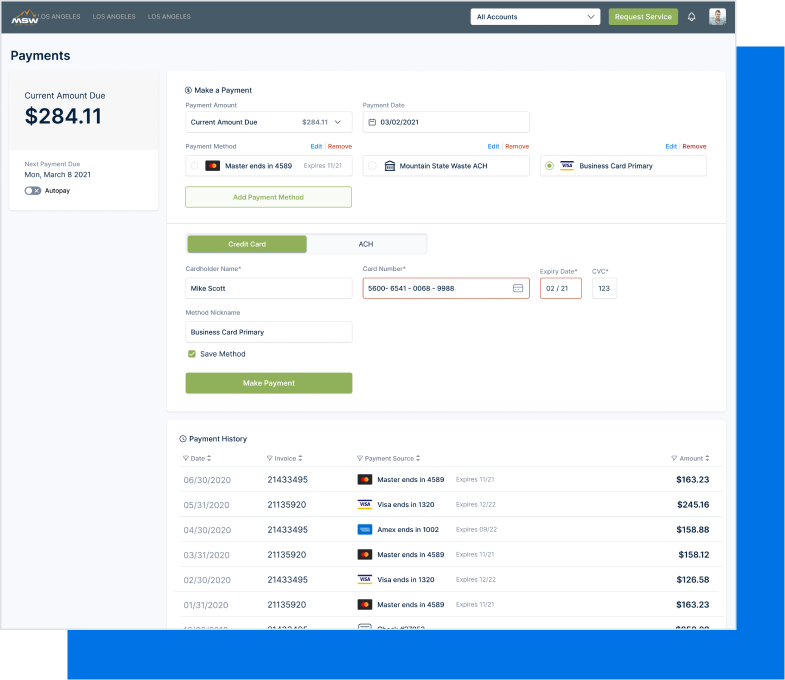 Hauler Hero Software - View customer payment history in seconds