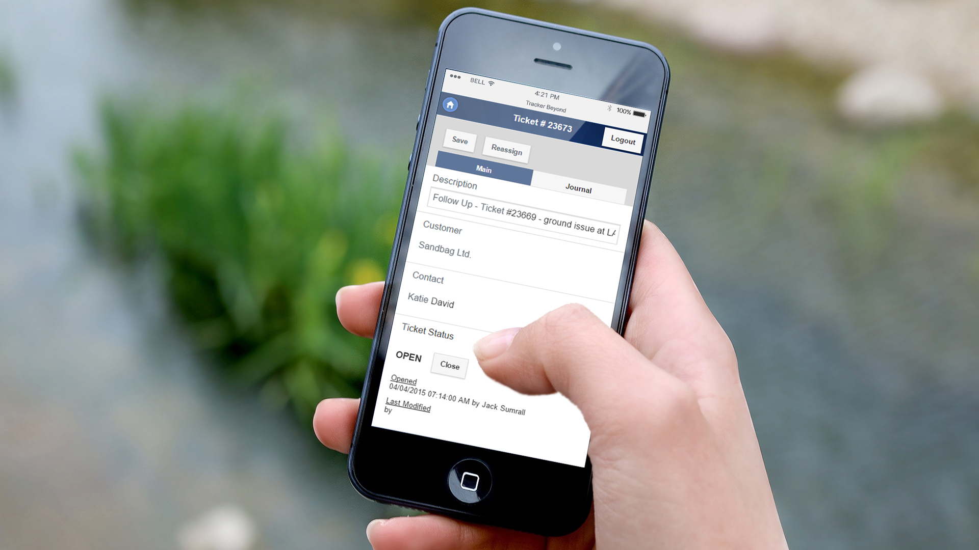 Tracker Software - Take the power of Tracker on the go with Tracker Mobile. Shown here working on an iPhone. Tracker Mobile is a powerful web app that you can access from anywhere. Enjoy the features of Tracker in the palm of your hand.