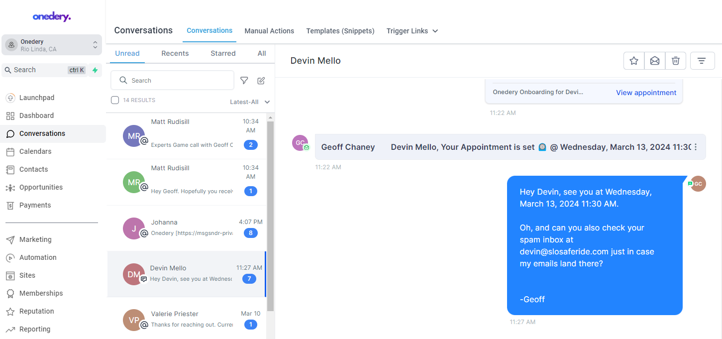 Onedery screenshot: Customizable dashboard