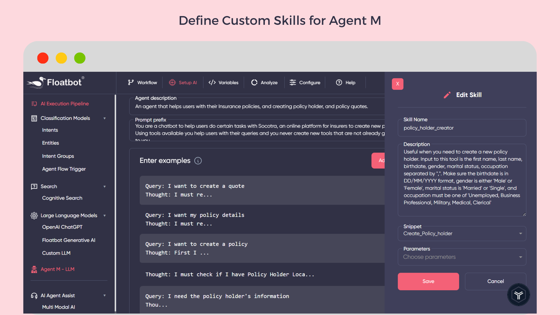 Define Custom Skills for Agent M