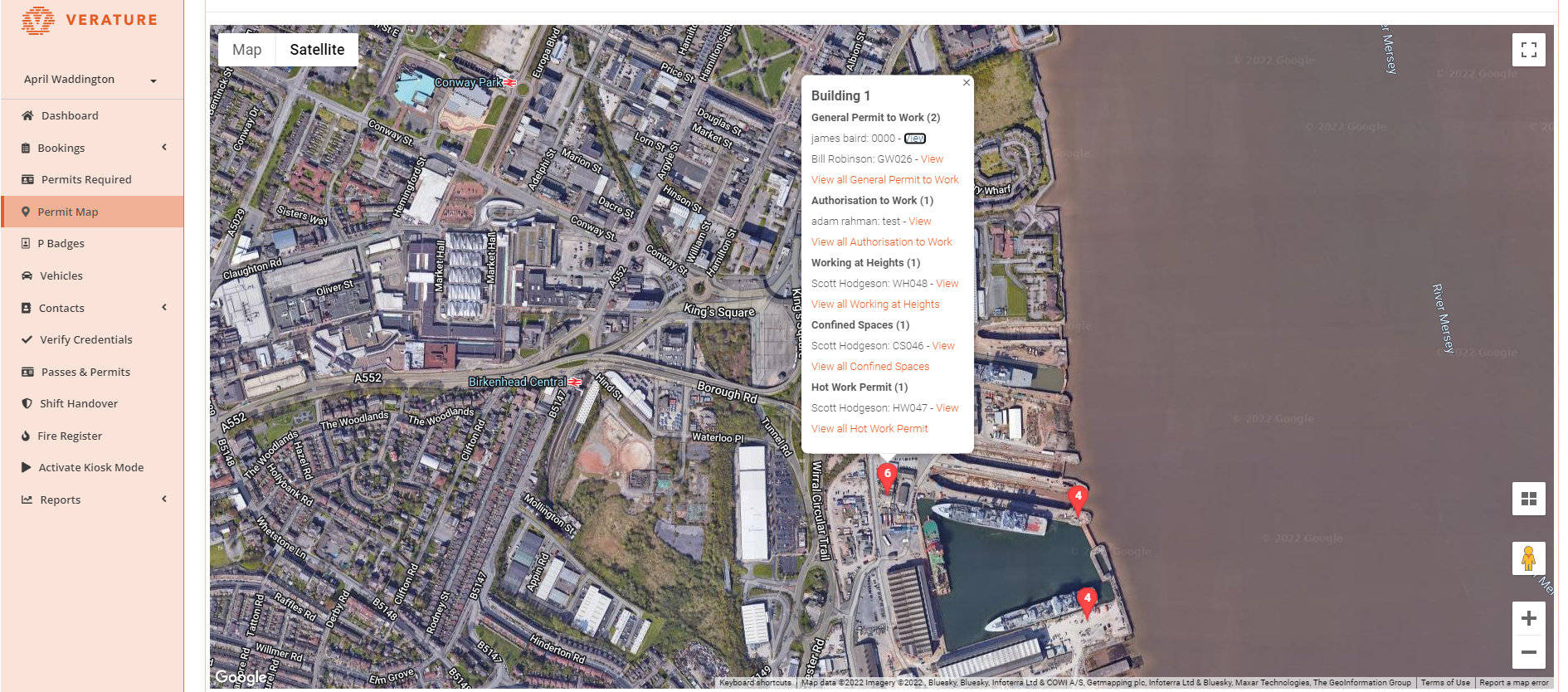 Satellite live permit map