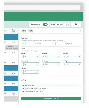 Uplisting Software - Instant rate syncing technology updates rates automatically across long or short date ranges and for multiple or individual listings