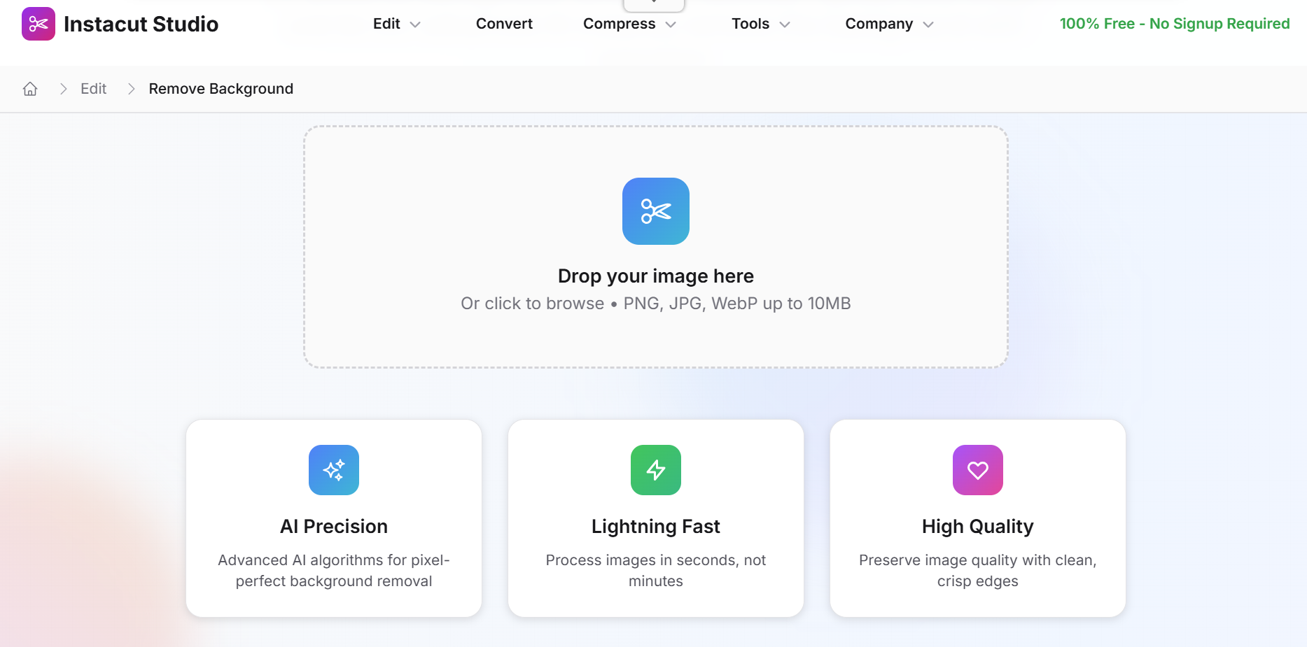 Instacut Studio screenshot: Instacut Studio remove background from images