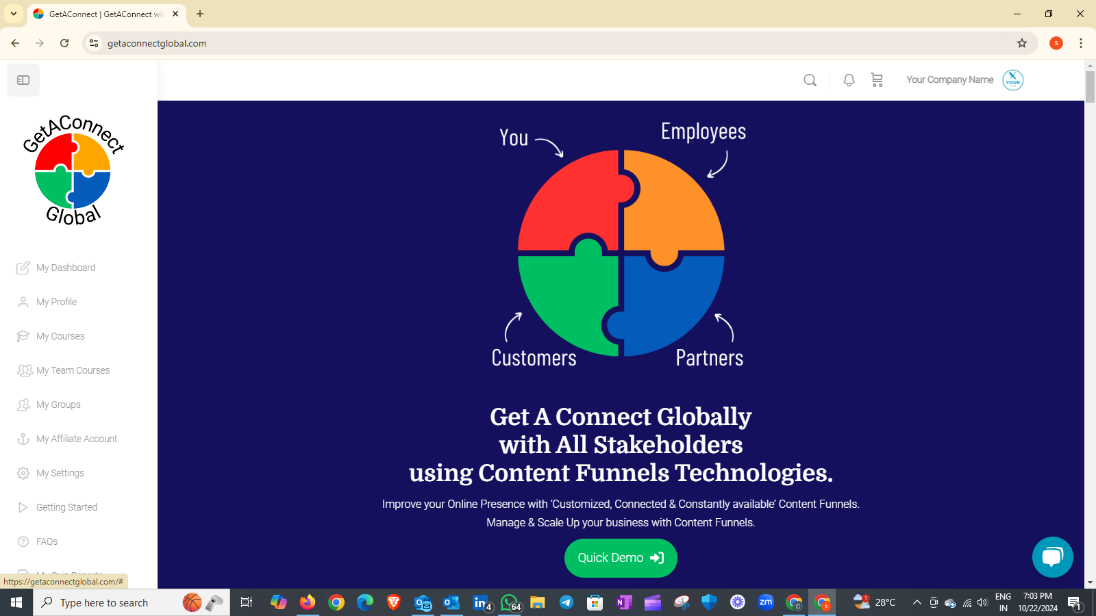 GetAConnect Software - Login Dashboard