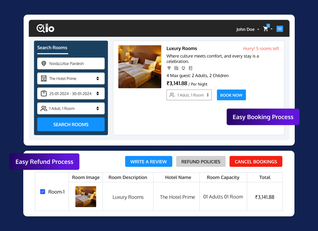 QloApps Software - Easy Booking and Refund process