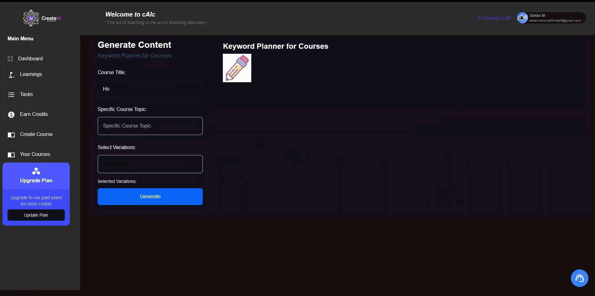CreateAiCourse screenshot: CreateAiCourse content generation 