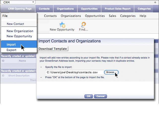 Importing information