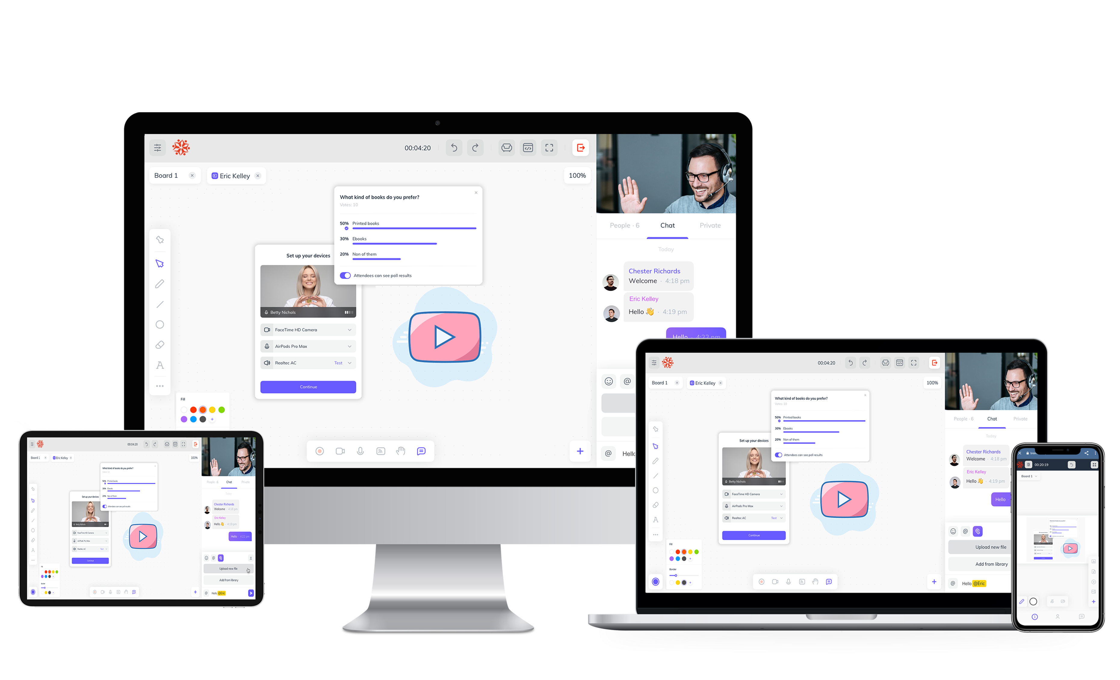 BrainCert's modern, clean and responsive LMS platform is optimized for almost any device - be it Mobile, Web or Tablet. Join live class sessions from Android and Apple iOS based devices