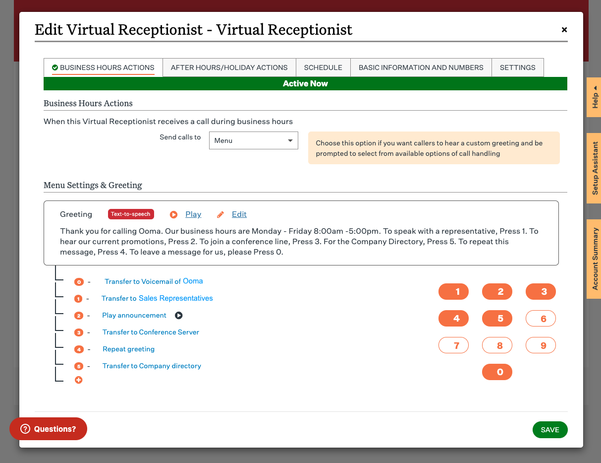 Customize Virtual Receptionist