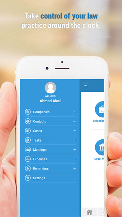 App4Legal mobile app menu