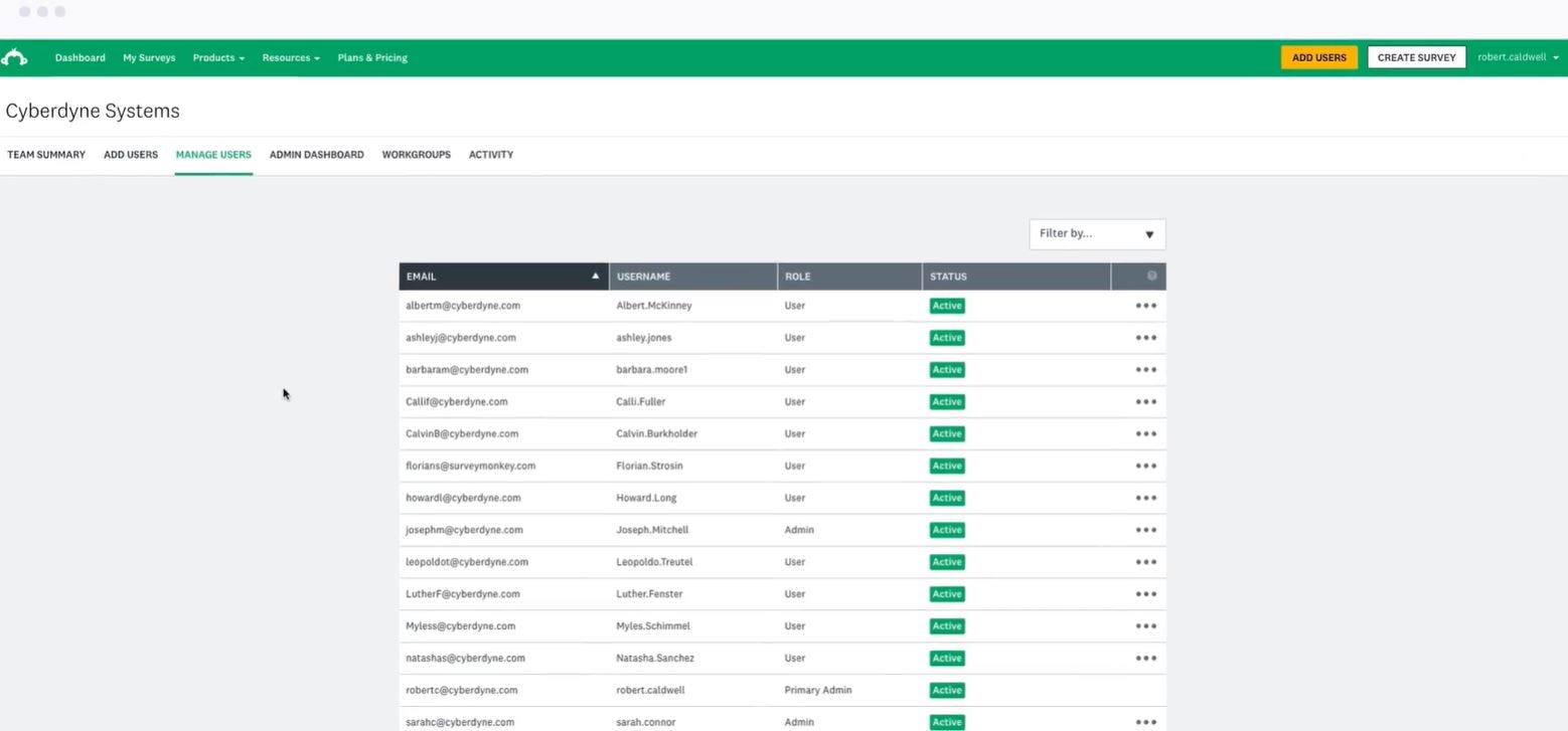 SurveyMonkey Enterprise user management
