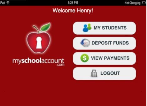MySchoolAccount screenshot: MySchoolAccount welcome page