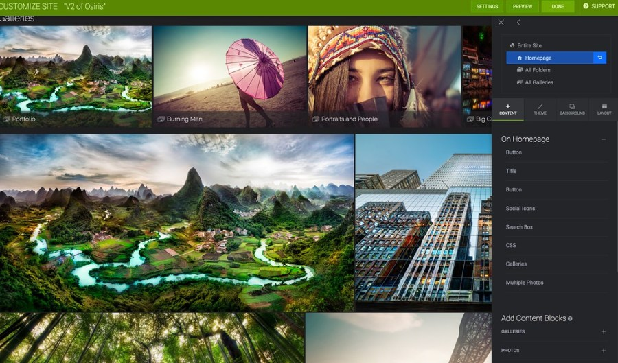 SmugMug screenshot: SmugMug content management