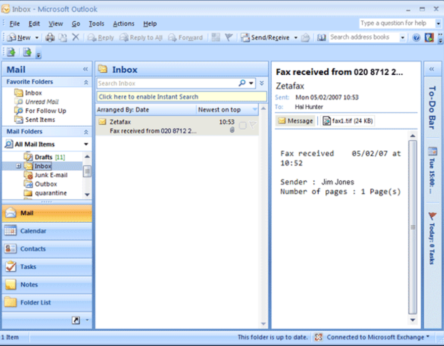 Zetafax Microsoft Outlook integration