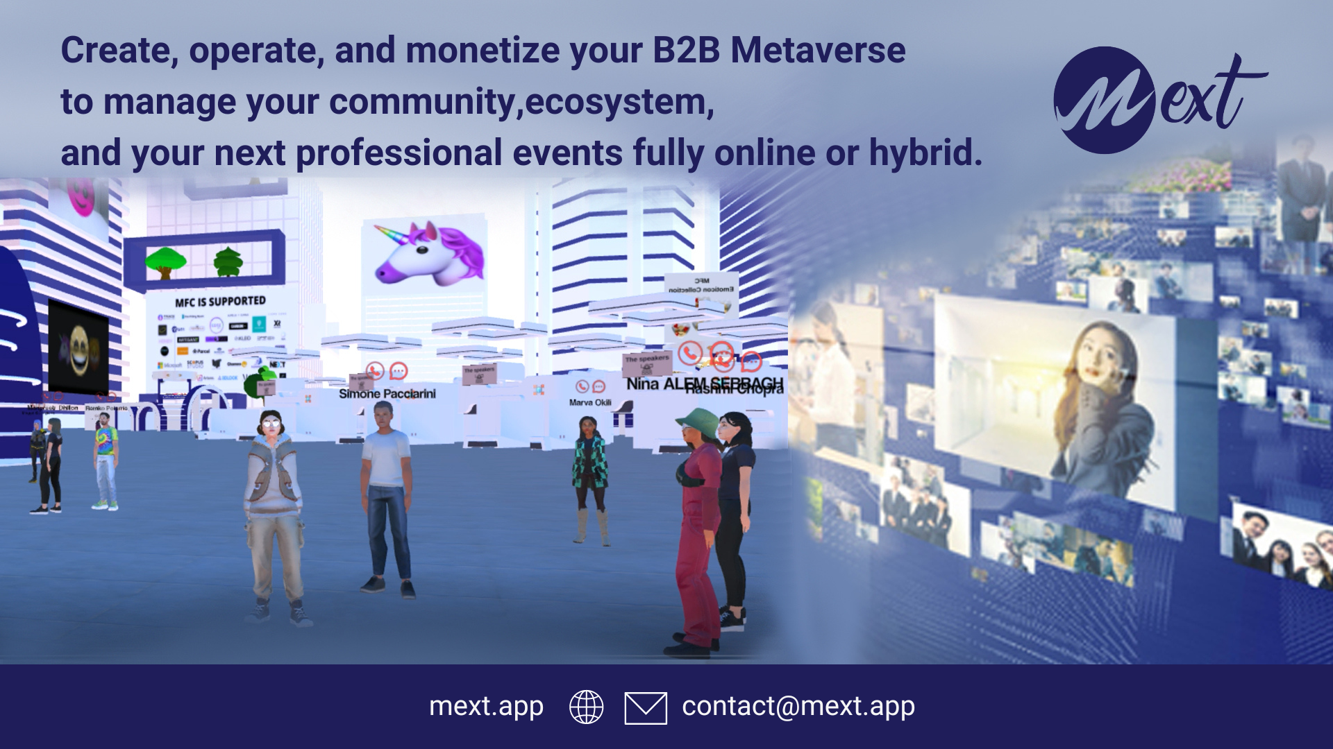 Mext Software - Create, operate, and monetize your B2B Metaverse  to manage your community,ecosystem,  and your next professional events fully online or hybrid.