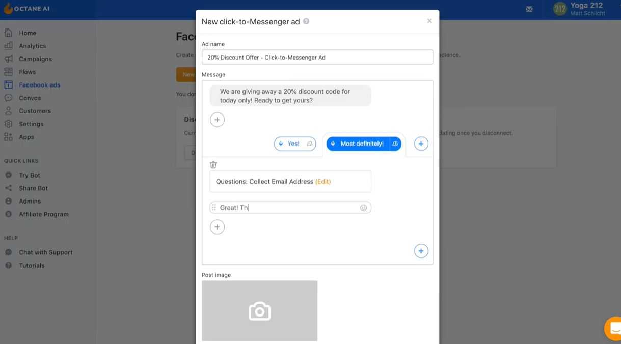 Octane AI screenshot: Octane AI Facebook ads management