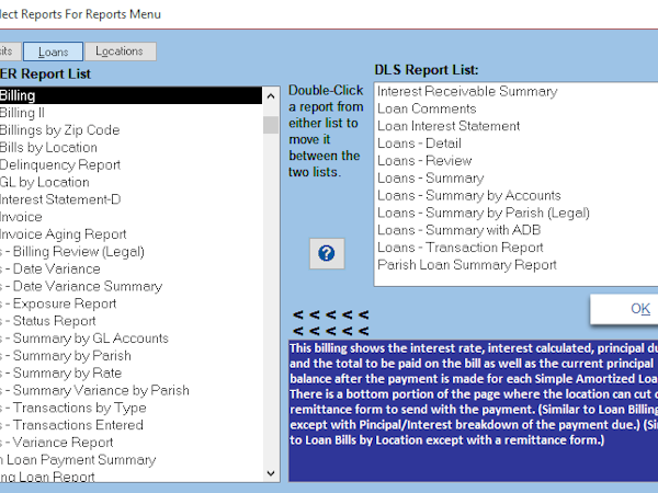 DLS Financials Software - Create your own menu of reports that you use from the over 100 reports already in DLS Financials. Request new reports at any time free of charge.