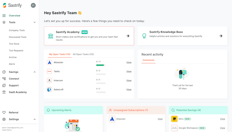 Sastrify screenshot: Centralized SaaS Management – We centralize your SaaS procurement, provide you with a clear overview of applications and licenses, and negotiate with your suppliers to get you the best deals