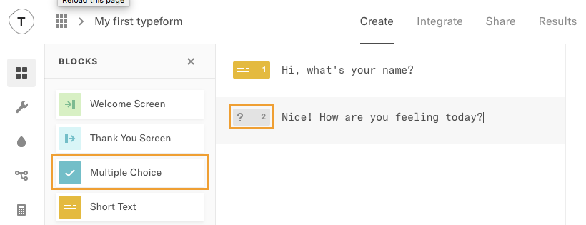 Typeform Software - Question types