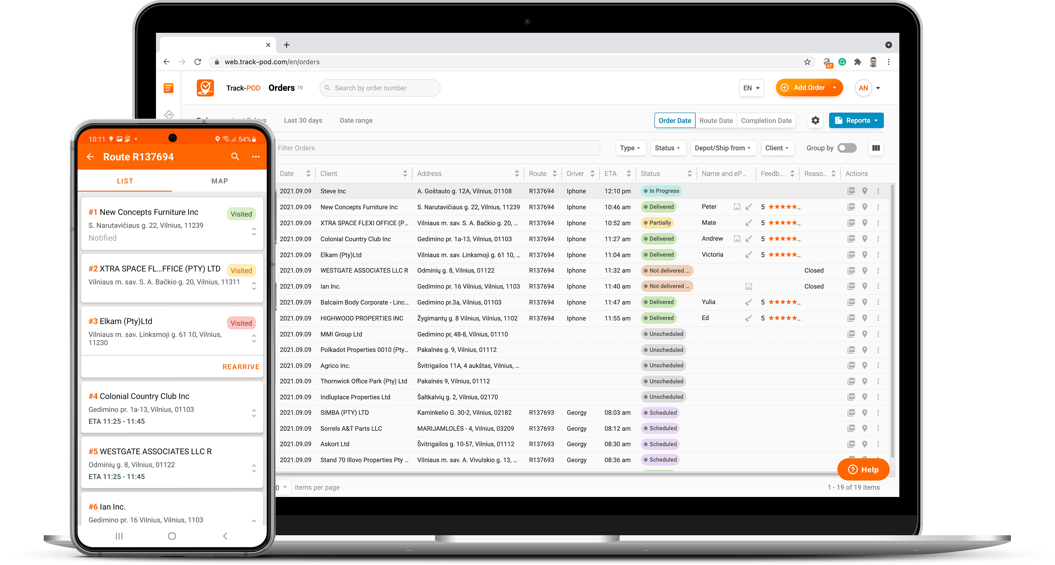 Track-POD Software - Refined Delivery Management Dashboard