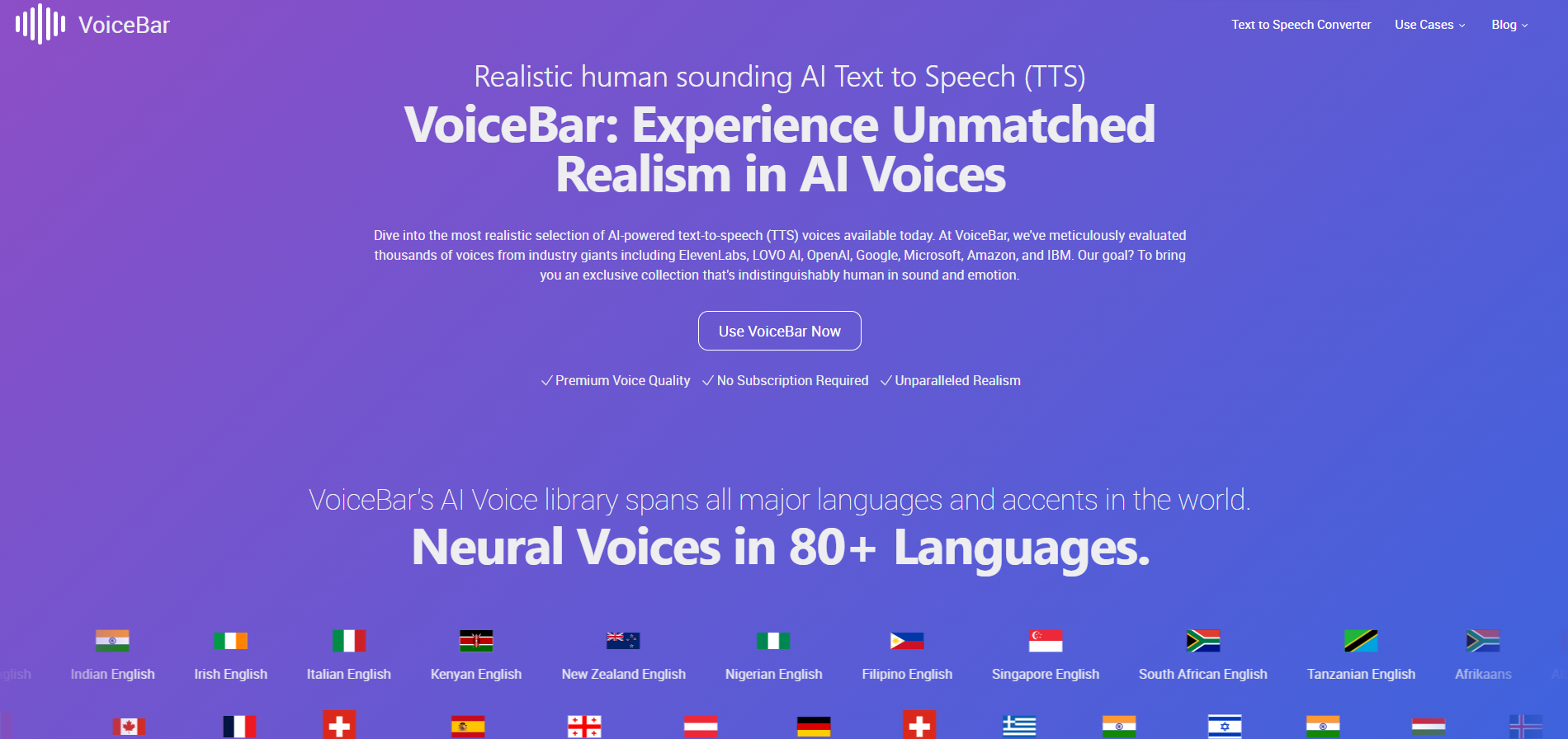 VoiceBar Home Page