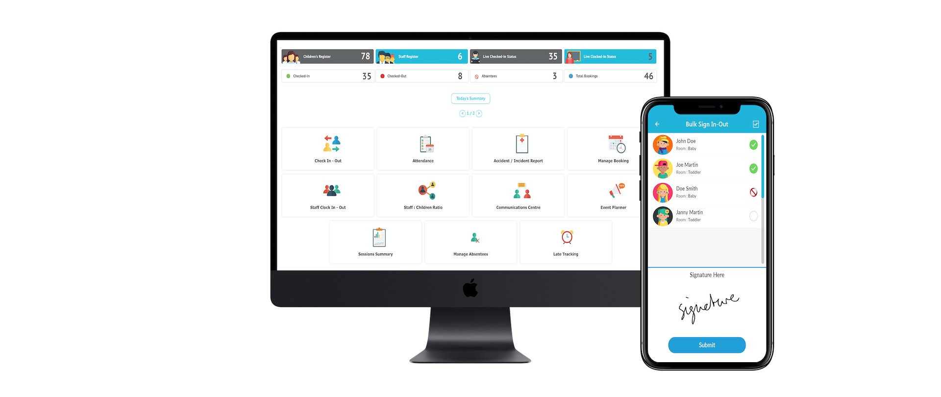 Cheqdin Software - Powerful Features - Centre Dashboard