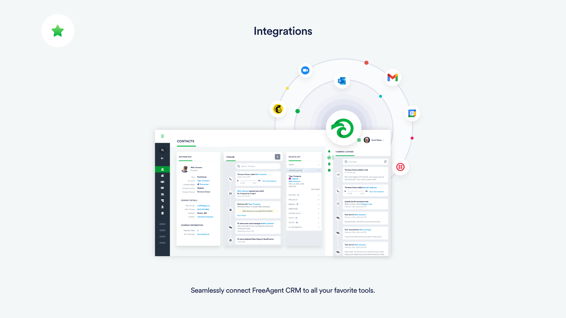 Seamlessly connect FreeAgent CRM to all your favorite tools.