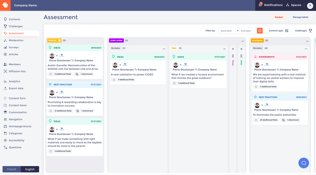Braineet Crowdsourcing Software - No more complex idea management with a simple but comprehensive dashboard